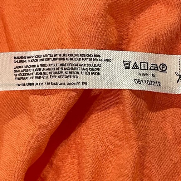 FREE PEOPLE "Antoinette" Deep V Sleeveless Baby Doll Boho Mini Dress, Orange - L - Picture 9 of 12